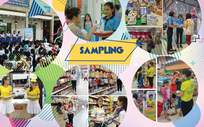 We can easily see the image of "trial samples" in supermarkets, shops, schools, streets...